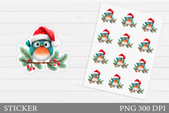 Christmas Bird Sticker Design. Christmas Sticker Printable Product Image 1