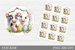 Easter Cow Sticker Printable. Easter Sticker Design Product Image 1