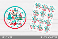 Christmas Cat Sticker Design. Christmas Sticker Printable Product Image 1