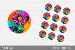 Flower Sticker Design. Floral Sticker Printable Product Image 1