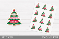 Christmas Tree Sticker Design. Christmas Sticker Printable Product Image 1