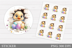 Easter Duck Sticker Design. Cute Duck Sticker Printable Product Image 1