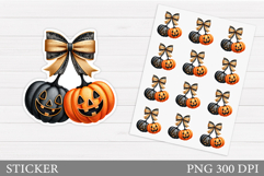 Pumpkin Cherry Sticker Design. Pumpkin Stickers Printable Product Image 1