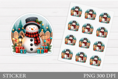 Cute Snowman Sticker Design. Christmas Sticker Printable Product Image 1