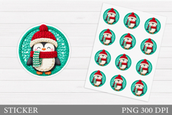 Crochet Penguin Sticker Design. Christmas Sticker Printable Product Image 1