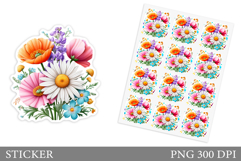Wildflowers Sticker Design. Floral Sticker Template Product Image 1