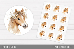 Horse Sticker Design. Horse Flowers Sticker Printable Product Image 1