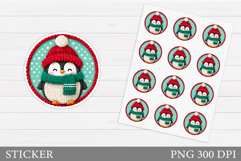 Crochet Penguin Sticker Design. Christmas Sticker Printable Product Image 1