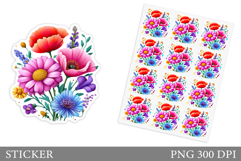 Wildflowers Sticker Design. Floral Sticker Printable Product Image 1