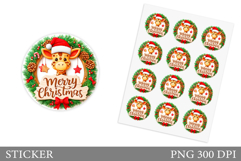 Cute Giraffe Sticker Design.Christmas Sticker Printable Product Image 1