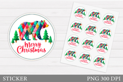 Christmas Bear Sticker Design. Christmas Sticker Printable Product Image 1