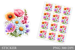 Wildflowers Sticker Design. Flowers Sticker Printable Product Image 1