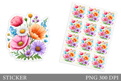 Wildflowers Sticker Design. Floral Sticker Printable Product Image 1