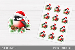Christmas Bird Sticker Design. Christmas Sticker Printable Product Image 1