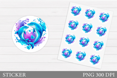 Dolphins Sticker Design. Cute Dolphin Sticker Printable Product Image 1