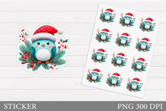 Christmas Bird Sticker Design. Christmas Sticker Printable Product Image 1