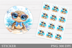 Sea Turtle Sticker Design. Cute Turtle Sticker Printable Product Image 1