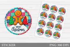 Cute Gingerbread Sticker. Christmas Sticker Printable Product Image 1