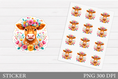 Cute Cow Sticker Design. Cow Sticker Printable Product Image 1
