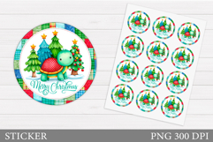 Christmas Turtle Sticker. Christmas Sticker Printable Product Image 1