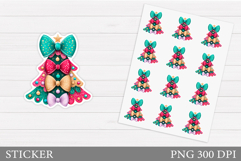 Christmas Sticker Printable. Christmas Tree Sticker Design Product Image 1