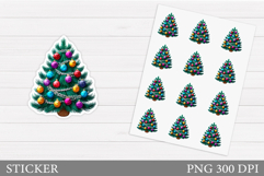 Christmas Tree Sticker Design. Christmas Sticker Printable Product Image 1