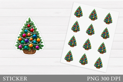 Christmas Tree Sticker Design. Christmas Sticker Printable Product Image 1