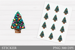Christmas Sticker Printable. Christmas Tree Sticker Design Product Image 1