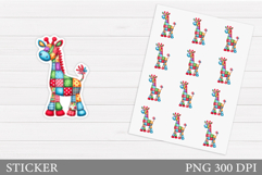 Patchwork Giraffe Sticker Design.Christmas Sticker Printable Product Image 1