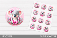 Christmas Koala Sticker Design. Christmas Sticker Printable Product Image 1