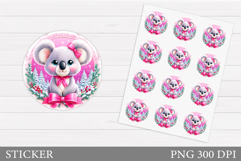 Christmas Koala Sticker Design. Christmas Sticker Printable Product Image 1