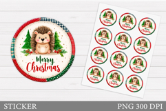 Christmas Hedgehog Sticker. Christmas Sticker Printable Product Image 1