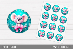 Christmas Koala Sticker Design. Christmas Sticker Printable Product Image 1