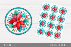 Poinsettia Sticker Design. Christmas Sticker Printable Product Image 1