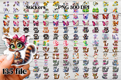 Funny animal stickers printable | Summer sticker PNG design Product Image 1