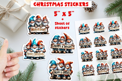 Christmas stickers, cute gnomes best friends Merry and brigh Product Image 1