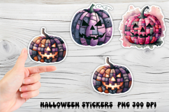 Cute Halloween patchwork pumpkin sticker printable PNG Product Image 1