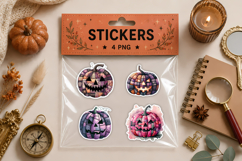 Spooky Halloween Patchwork Pumpkin Stickers Printable Product Image 1