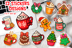 Cute Christmas Stickers Funny Holiday Drinks &amp; Desserts Product Image 1