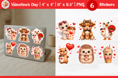 Valentine’s Day Cute Animals with coffee stickers bundle Product Image 2