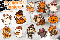 Cute Halloween Animal Stickers Bundle | 59 Funny Designs PNG Product Image 3