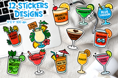 Cocktail Drink Stickers PNG | Funny Alcohol Clipart Product Image 1