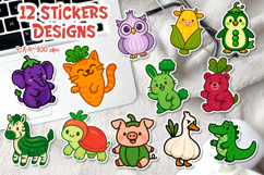 Funny Veggie Animal Stickers | Cute Vegetable Animal PNG Product Image 1