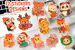 Cute Coquette Christmas Animal Stickers Printable Product Image 1