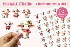 Christmas Lamb Stickers 4 PNGs Product Image 1