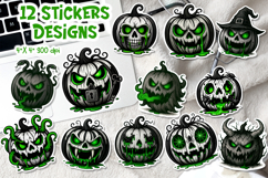 Halloween Pumpkin Sticker Printable | Scary Jack O Lantern Product Image 1
