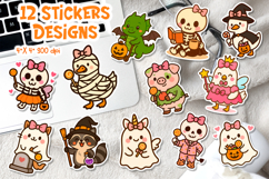 Cute Halloween Animal Stickers Bundle | 59 Funny Designs PNG Product Image 4