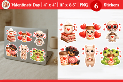 Valentine’s Day Cute Animals with coffee stickers Product Image 1