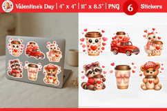 Valentine’s Day Cute Animals with coffee stickers Product Image 1