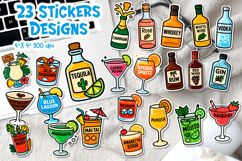 Alcohol Drink Sticker PNG Bundle | 23 Cocktails Product Image 1
